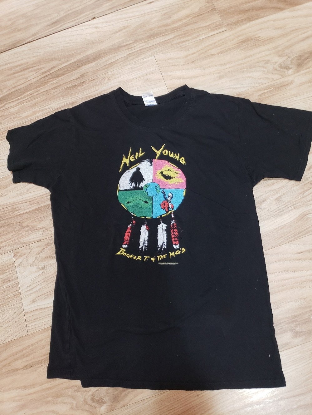 Men L Black Band Tee Neil Young World Tour Cotton New Condition
